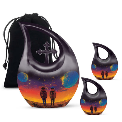 10 Inch Cross Drop Brother And Sister Memorial Urn 