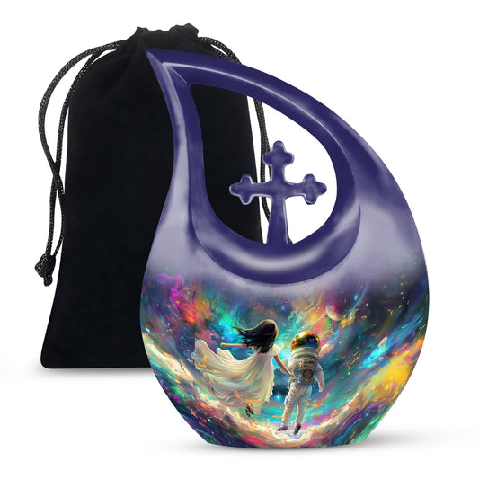 10-inch Brother and Sister Cross Drop Design Memorial Urn