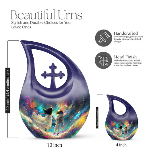 10-inch Brother and Sister Cross Drop Design Memorial Urn