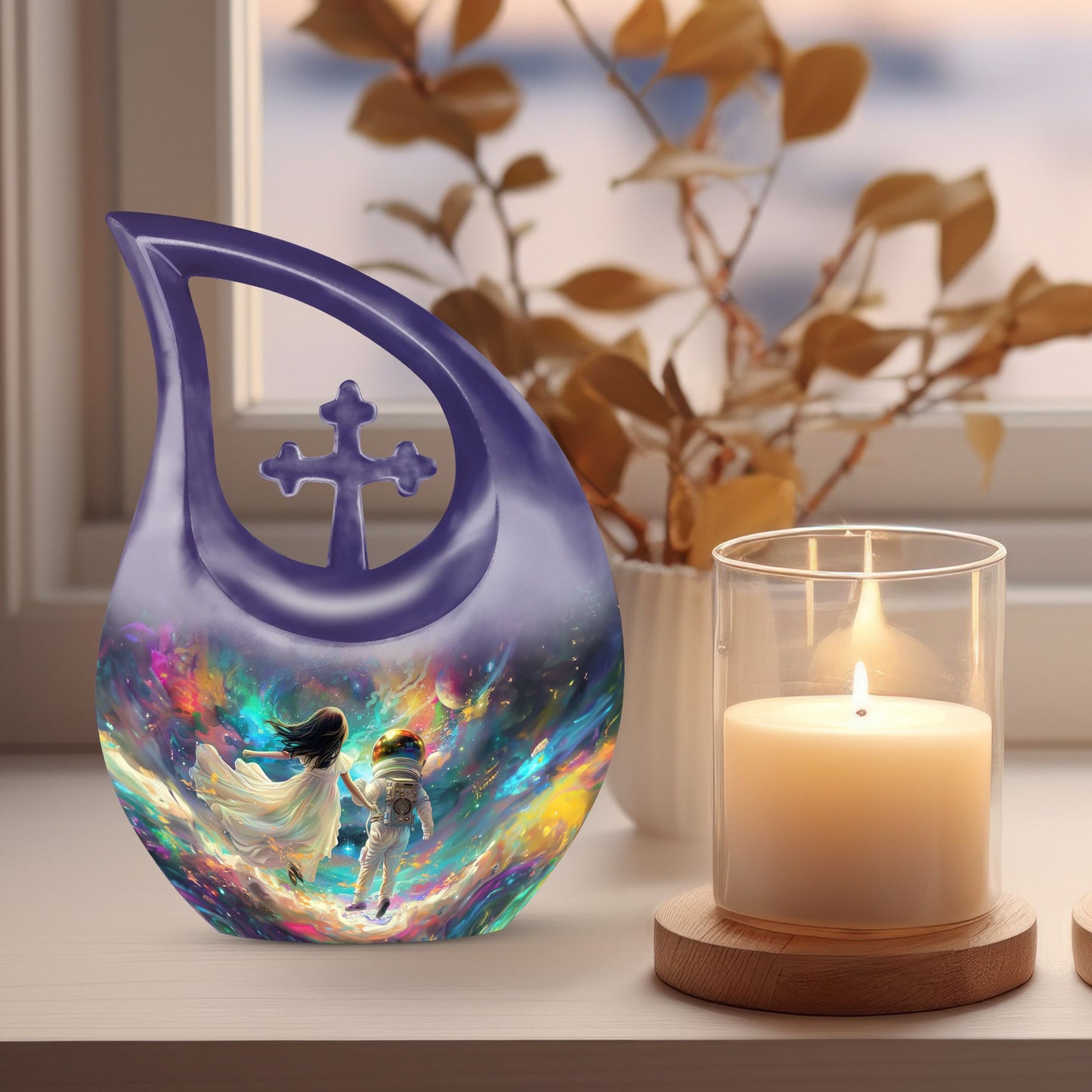 10-inch Brother and Sister Cross Drop Design Memorial Urn