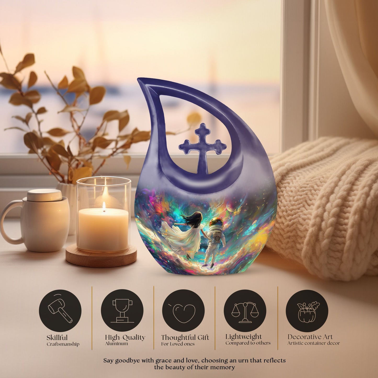 10-inch Brother and Sister Cross Drop Design Memorial Urn