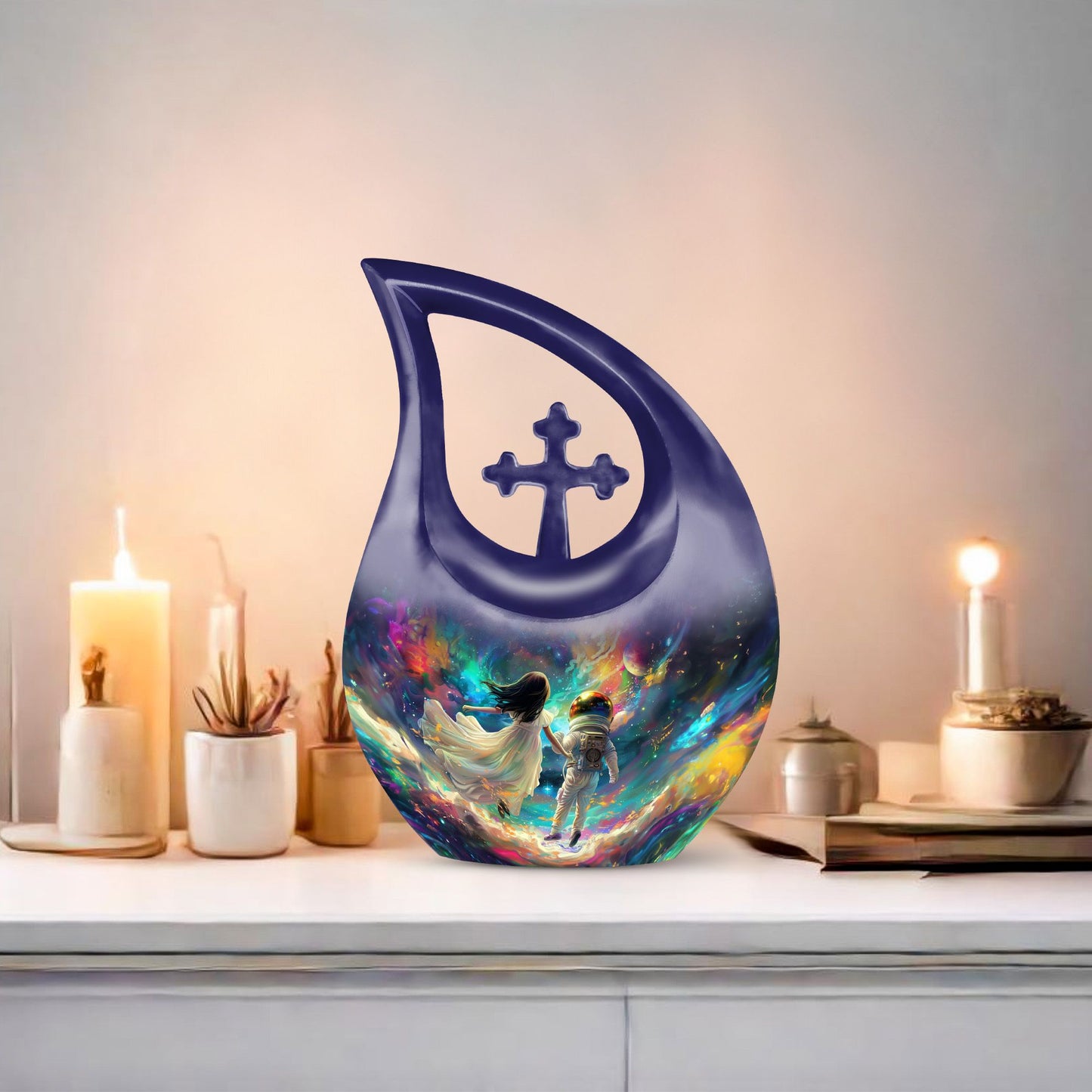 10-inch Brother and Sister Cross Drop Design Memorial Urn