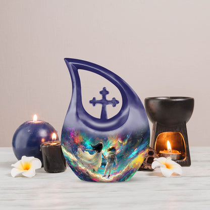 10-inch Brother and Sister Cross Drop Design Memorial Urn