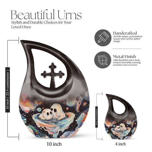 10-inch Brother And Sister Cross Drop theme memorial urn 