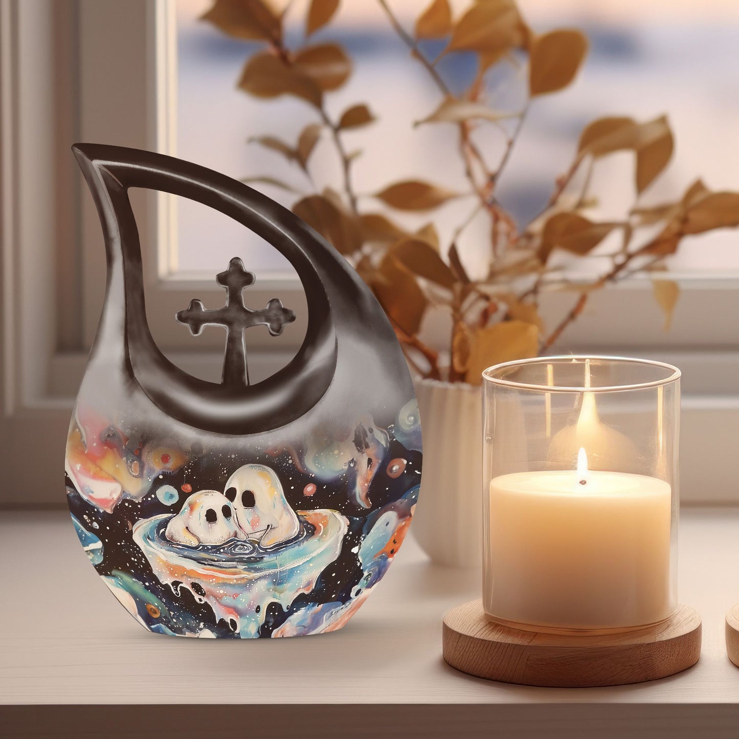 10-inch Brother And Sister Cross Drop theme memorial urn 