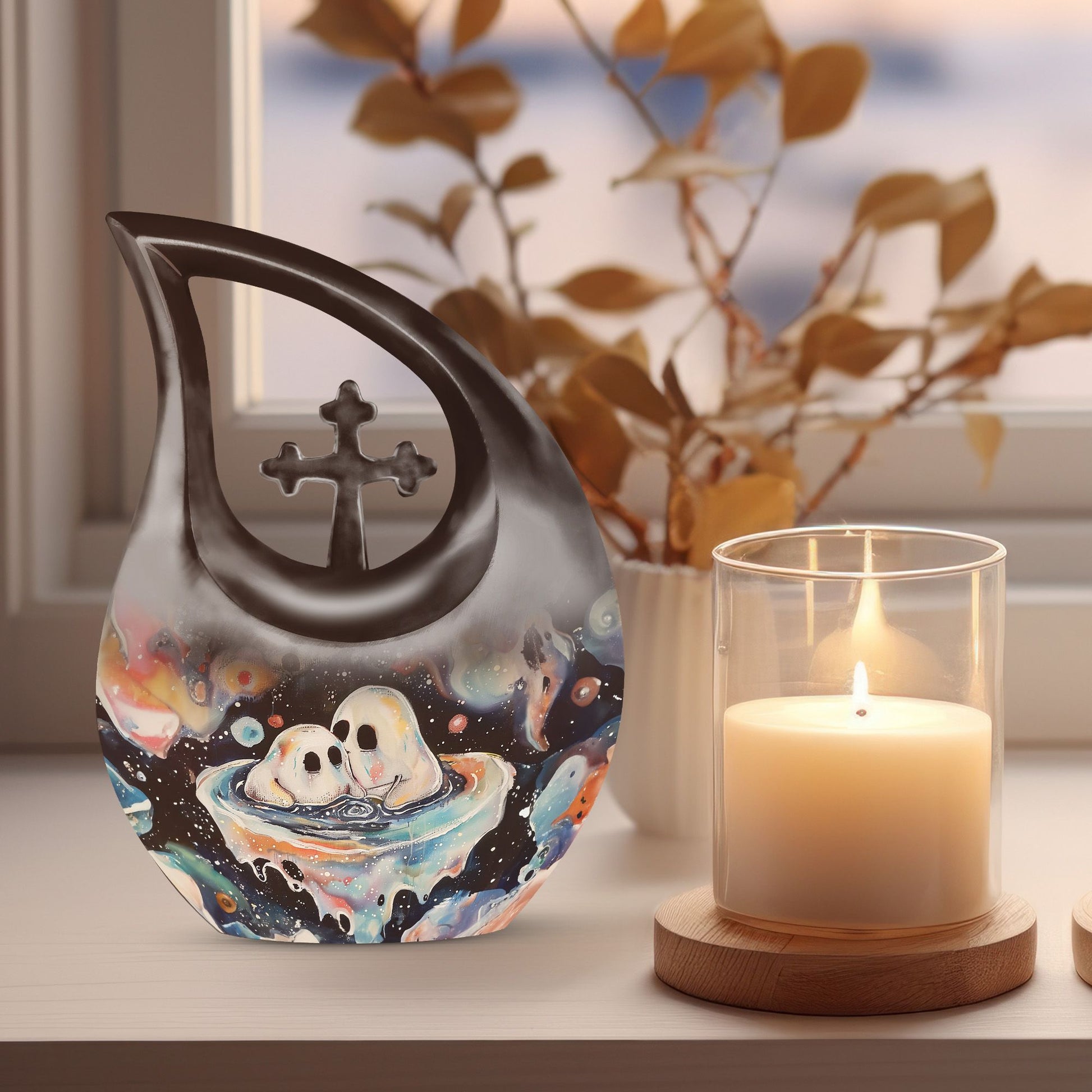10-inch Brother And Sister Cross Drop theme memorial urn 