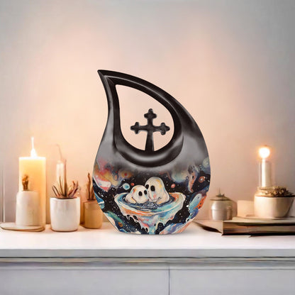 10-inch Brother And Sister Cross Drop theme memorial urn 