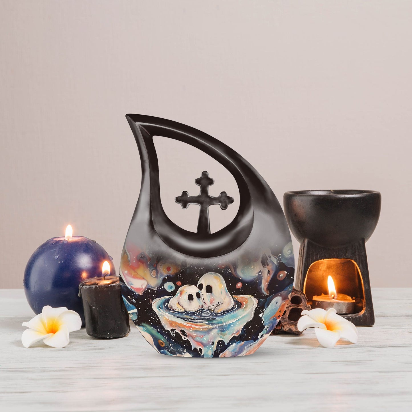 10-inch Brother And Sister Cross Drop theme memorial urn 