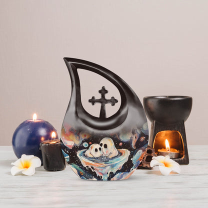 10-inch Brother And Sister Cross Drop theme memorial urn 