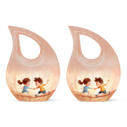 10-inch Brother and Sister themed Cross Drop custom Mom Urn