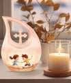 10-inch Brother and Sister themed Cross Drop custom Mom Urn
