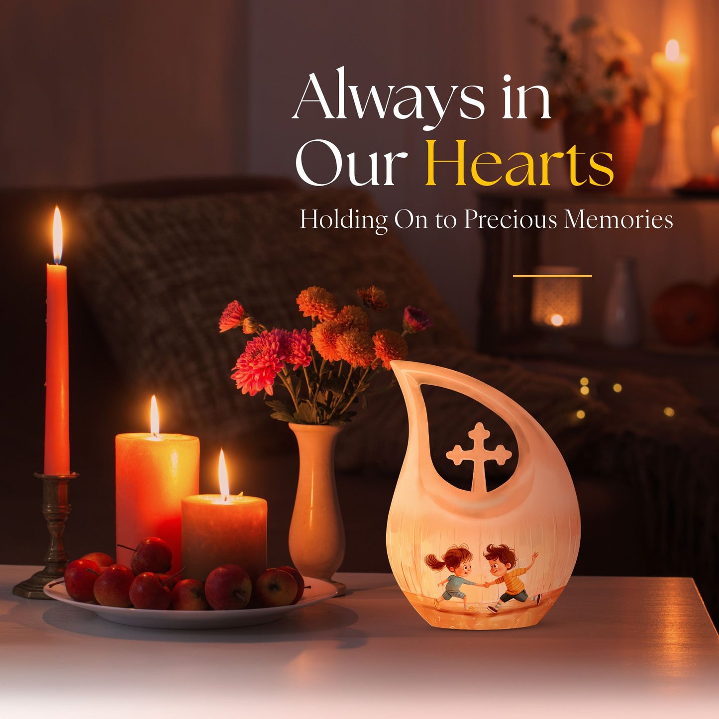 10-inch Brother and Sister themed Cross Drop custom Mom Urn