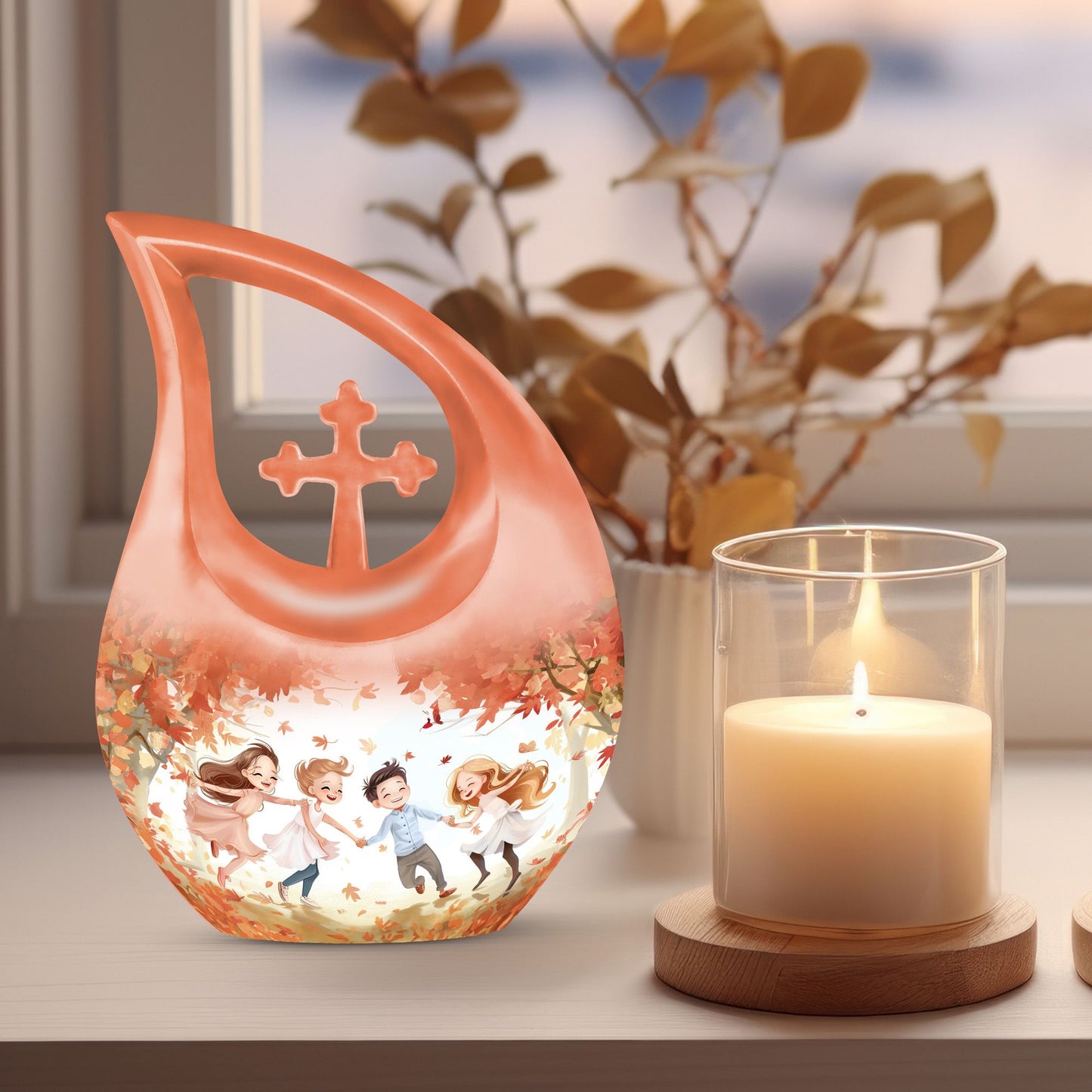 10-inch Brother and Sister themed memorial urn