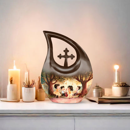 10-inch Brother And Sister Aluminium Cross Drop Urn 