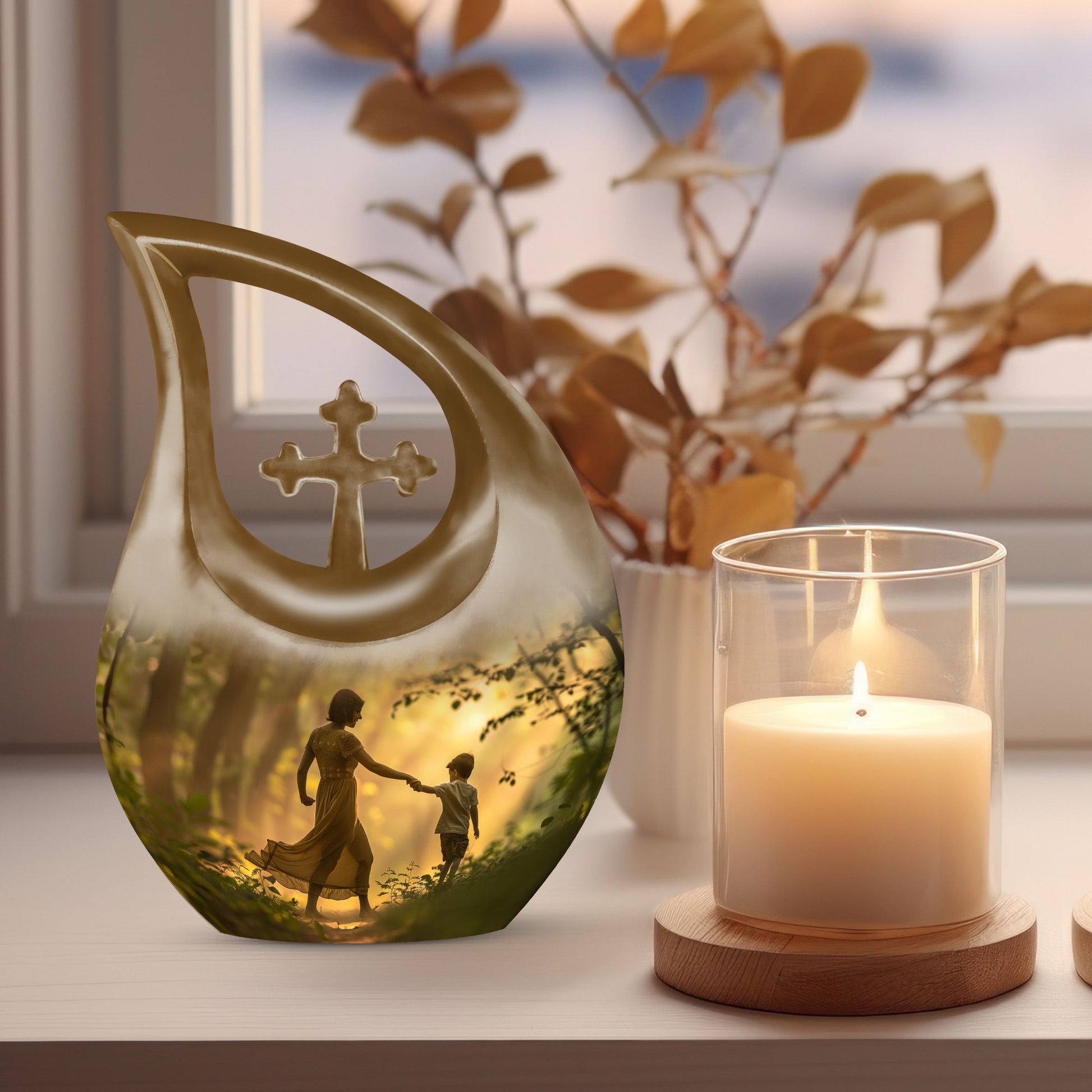 Brother and Sister 10-inch memorial urn