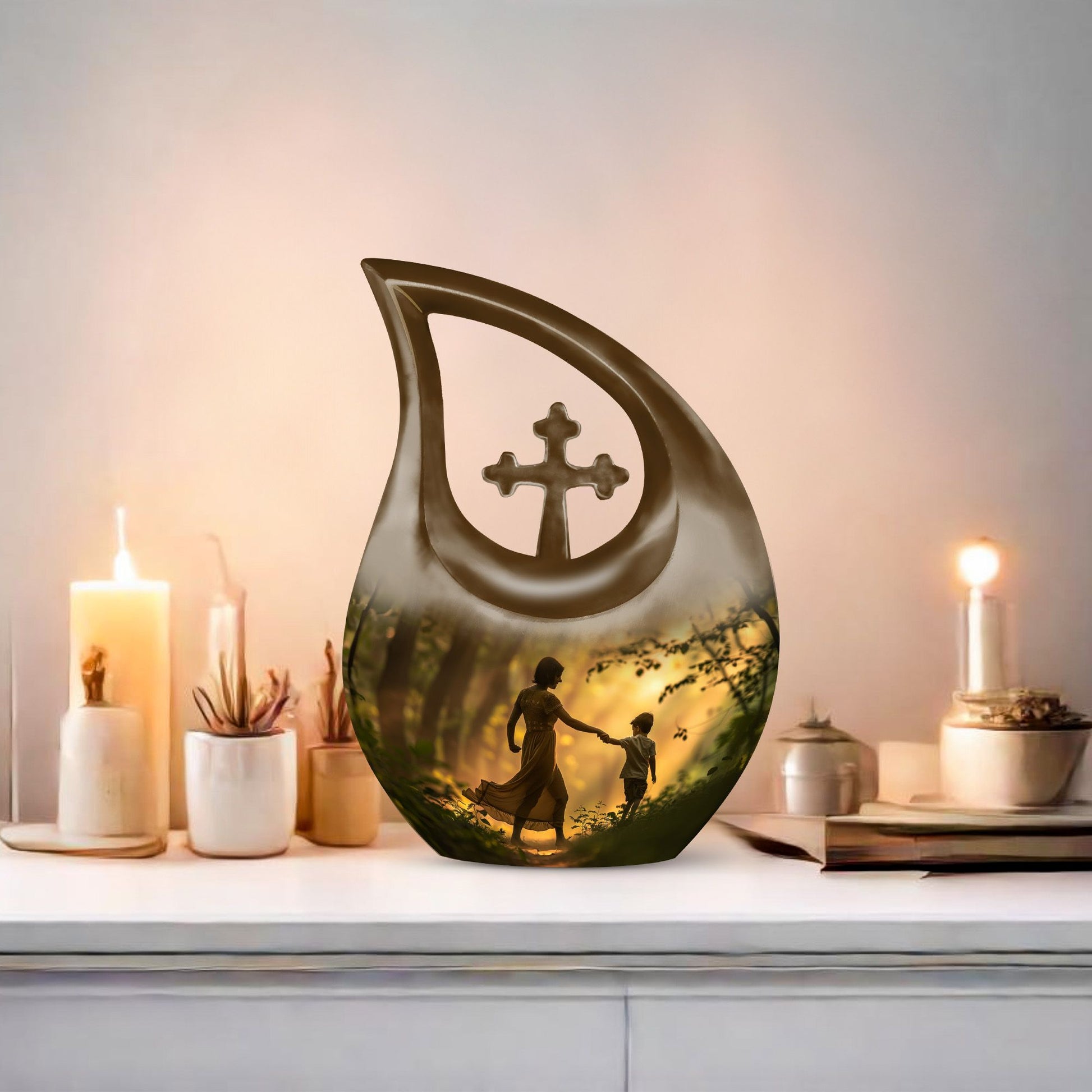 Brother and Sister 10-inch memorial urn