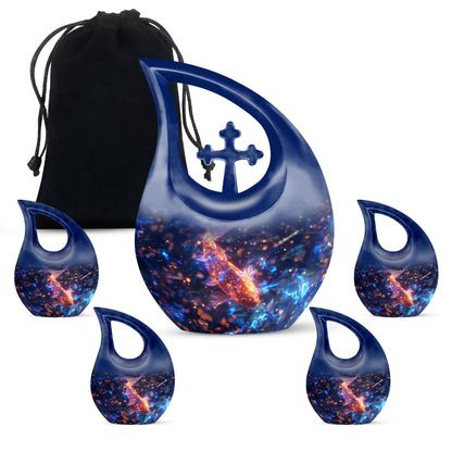10 Inch cross drop design fish urn 