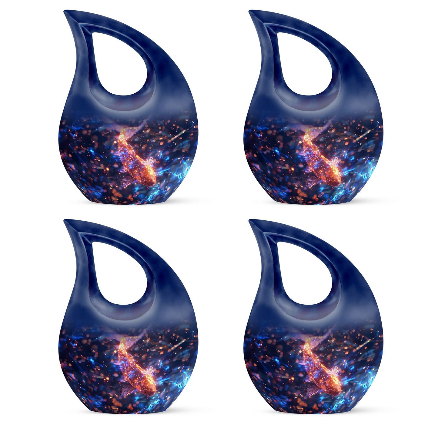 10 Inch cross drop design fish urn 