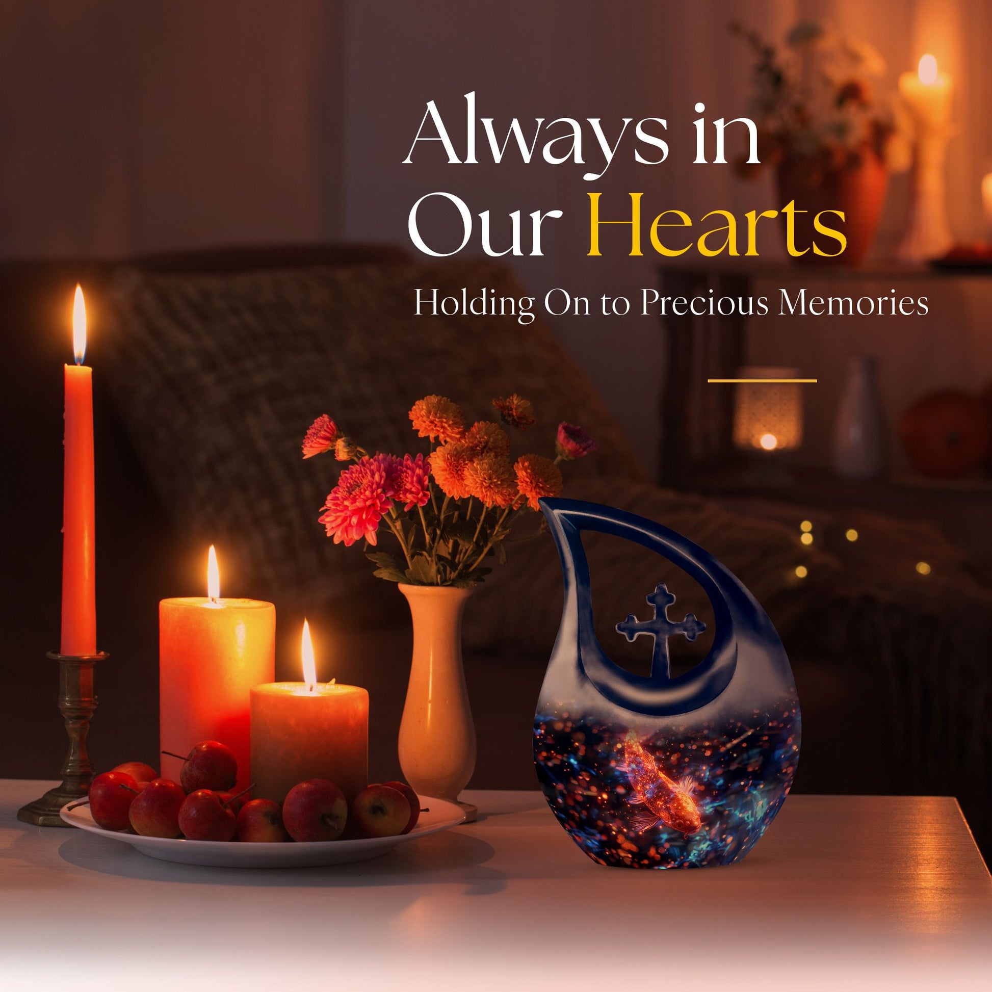 10 Inch cross drop design fish urn 