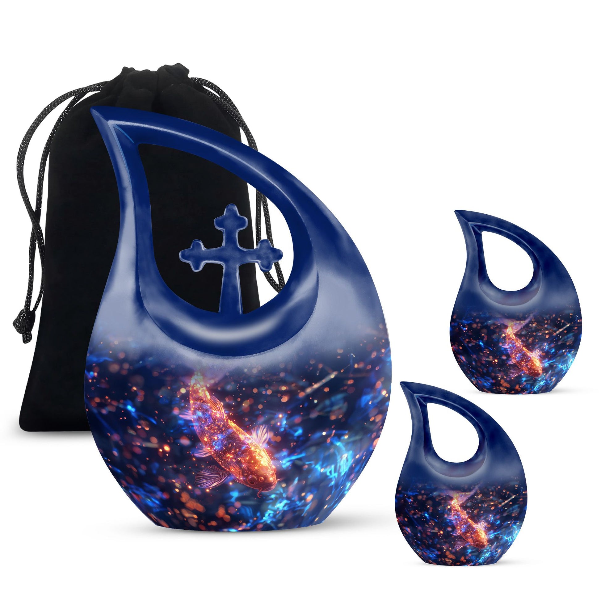 10 Inch cross drop design fish urn 