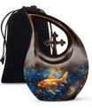 10 inch Cross Drop Fish Urn, 