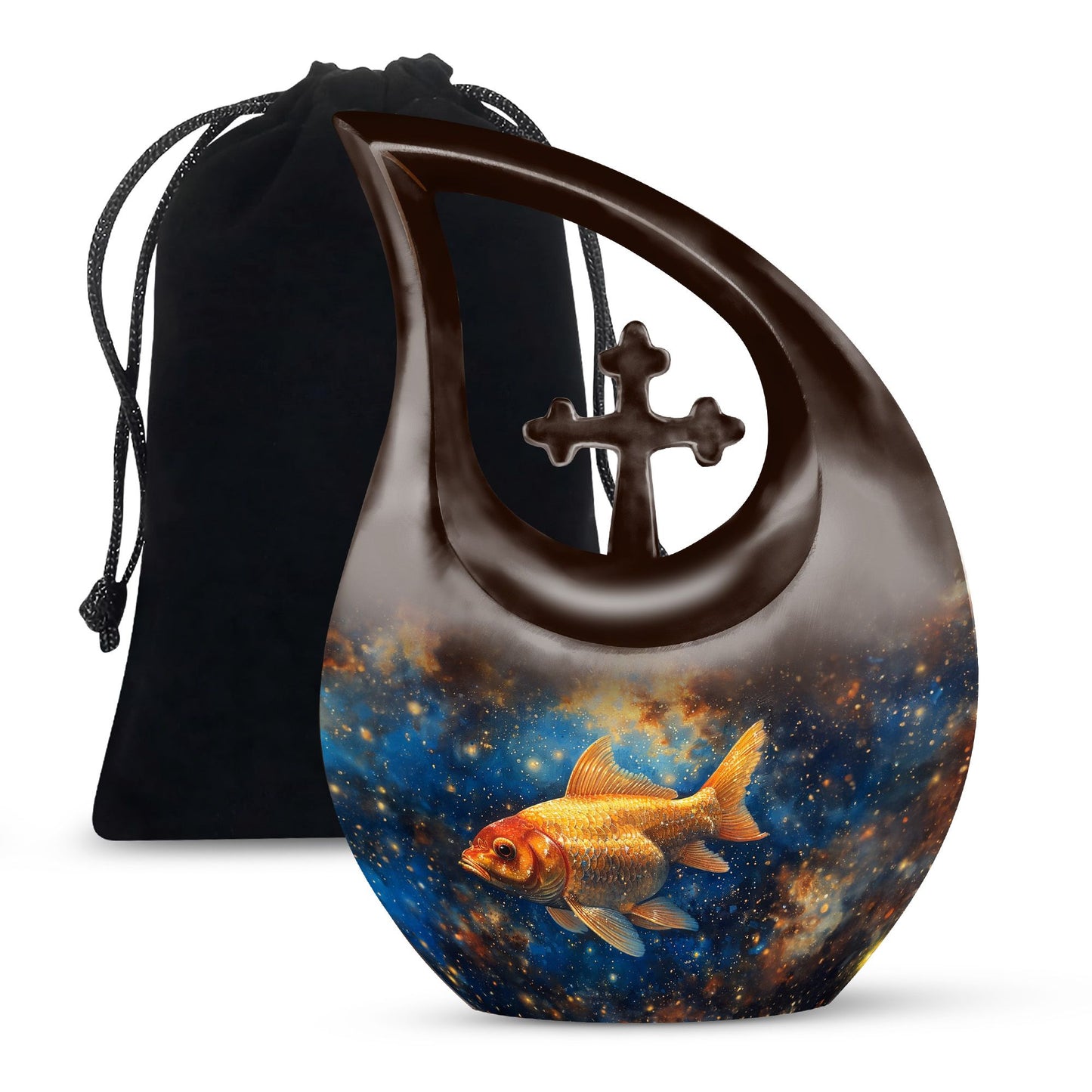 10 inch Cross Drop Fish Urn, 