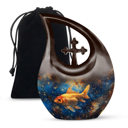 10 inch Cross Drop Fish Urn, 