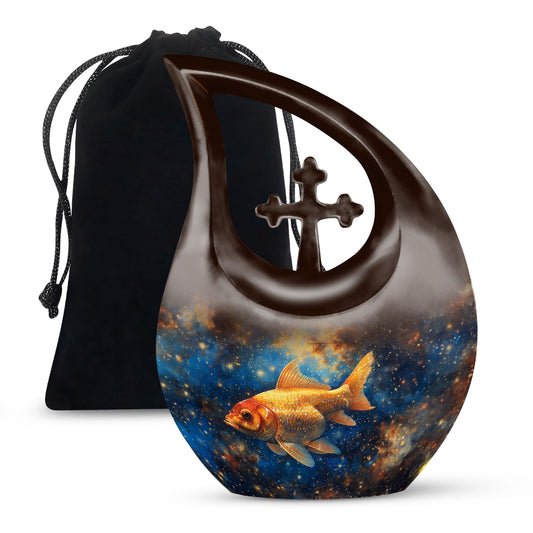 10 inch Cross Drop Fish Urn, 