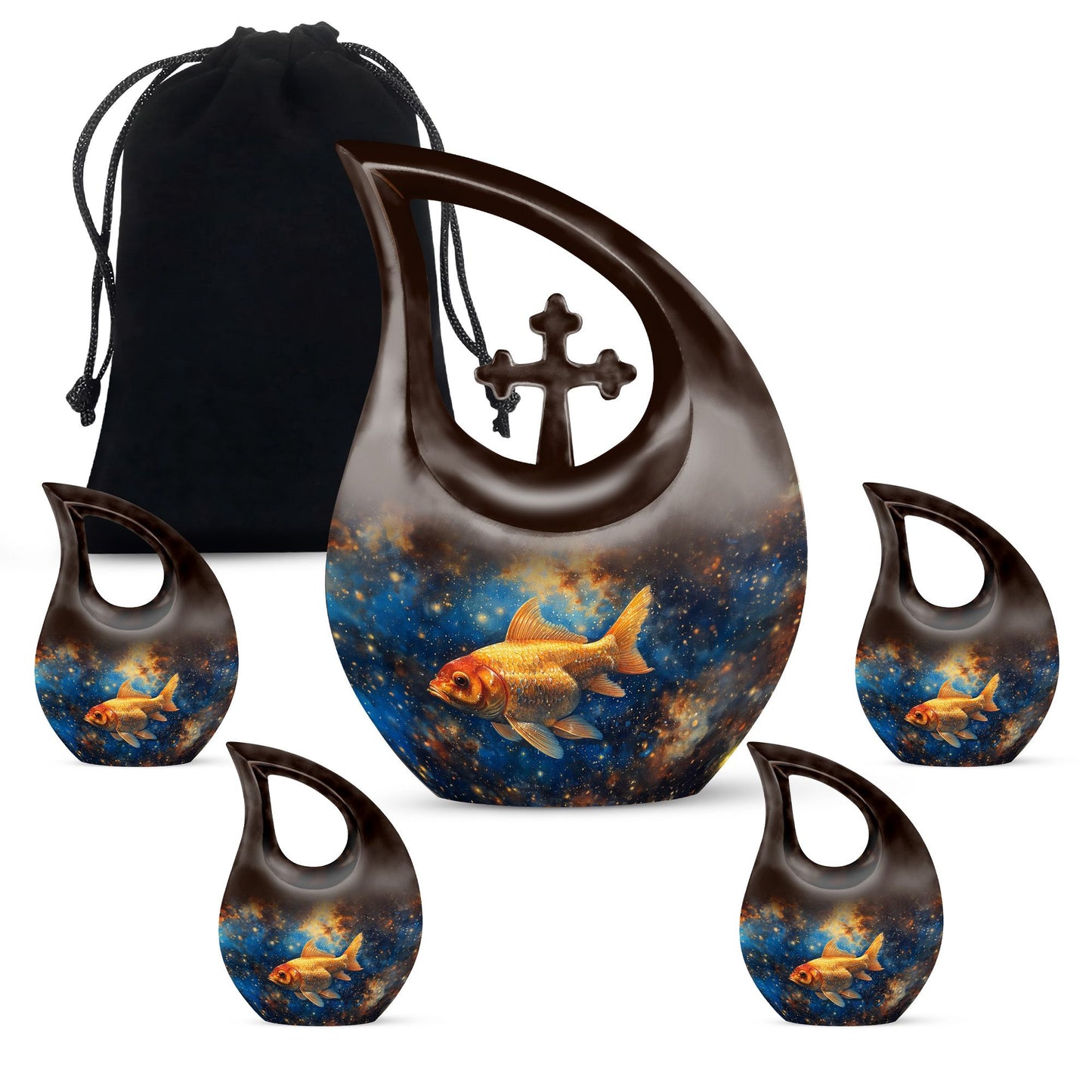 10 inch Cross Drop Fish Urn, 
