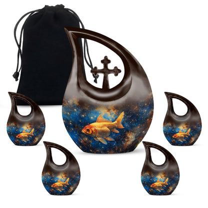 10 inch Cross Drop Fish Urn, 