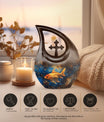 10 inch Cross Drop Fish Urn, 