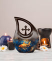 10 inch Cross Drop Fish Urn, 