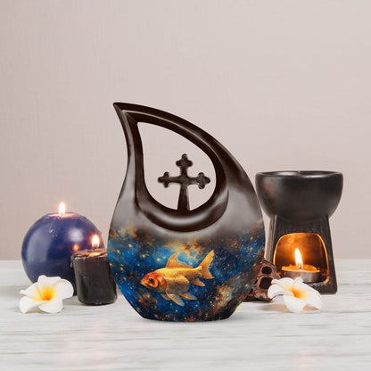 10 inch Cross Drop Fish Urn, 
