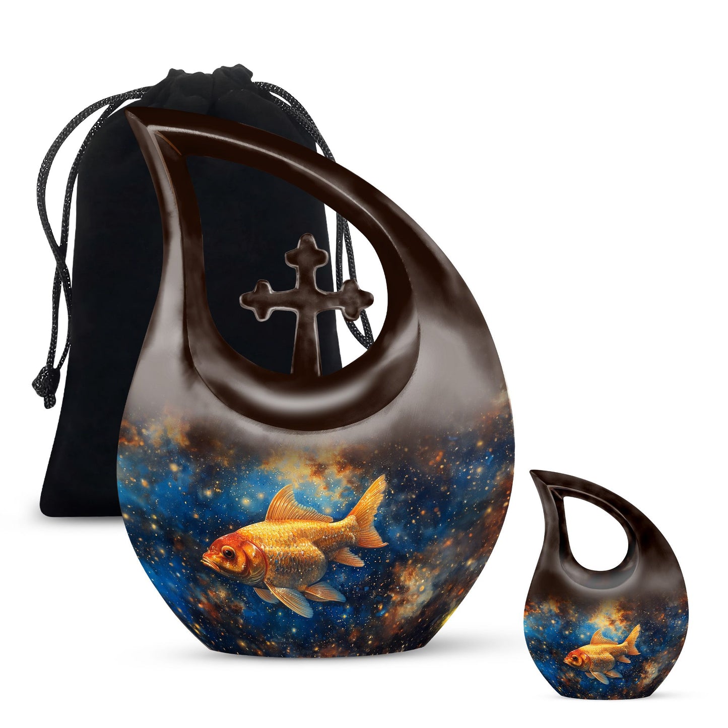 10 inch Cross Drop Fish Urn, 