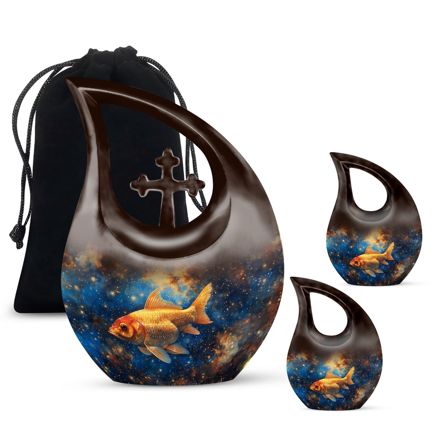 10 inch Cross Drop Fish Urn, 