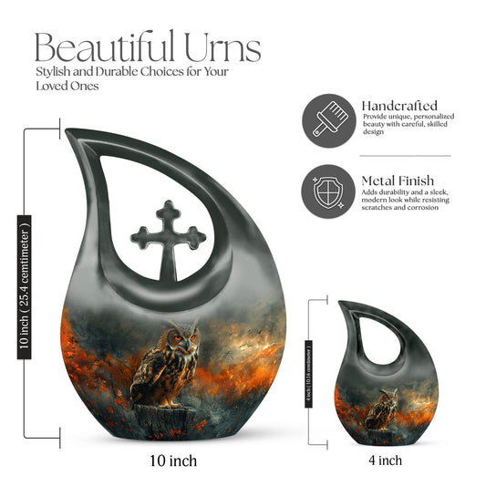 10-inch Aluminium Large Owl Urn, 