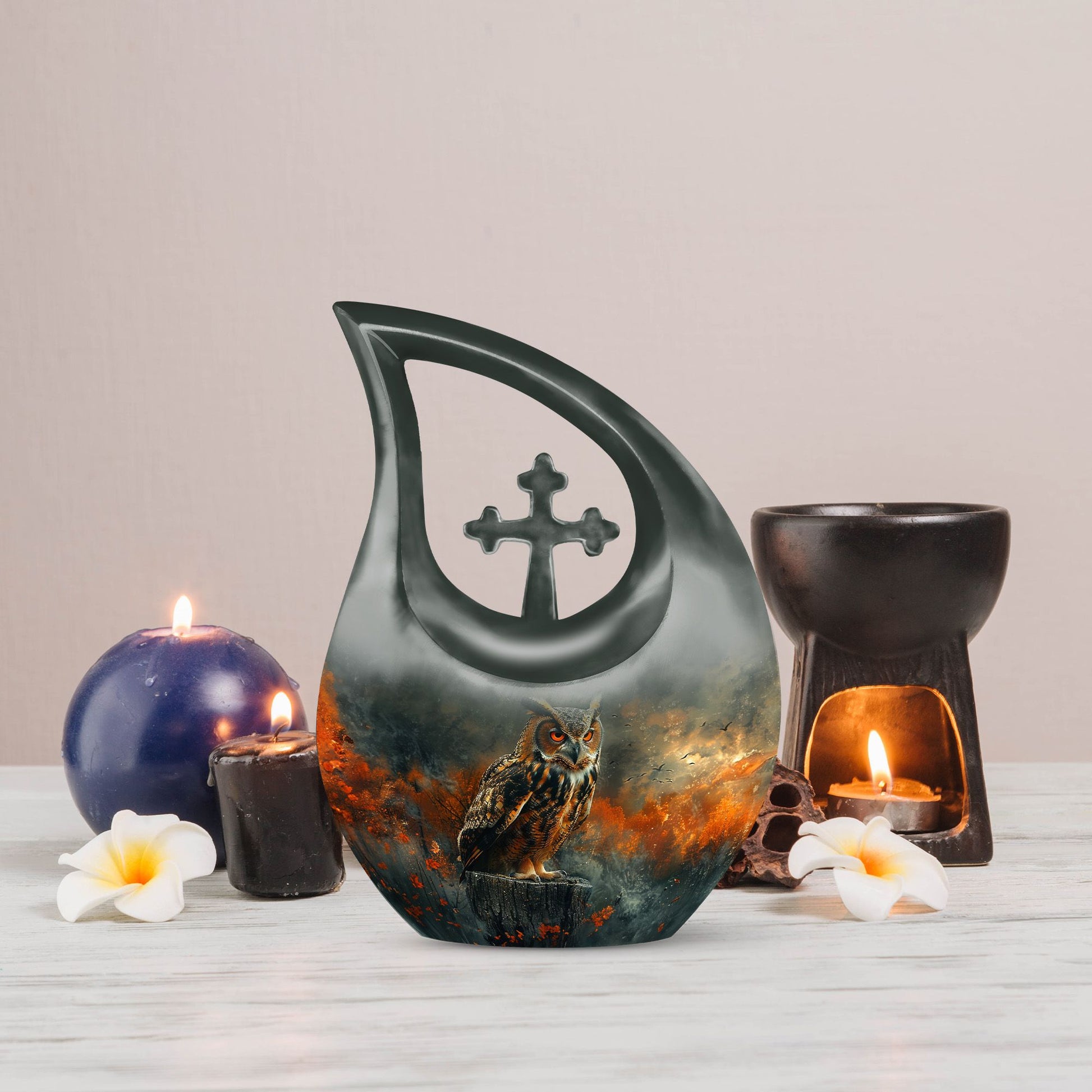 10-inch Aluminium Large Owl Urn, 