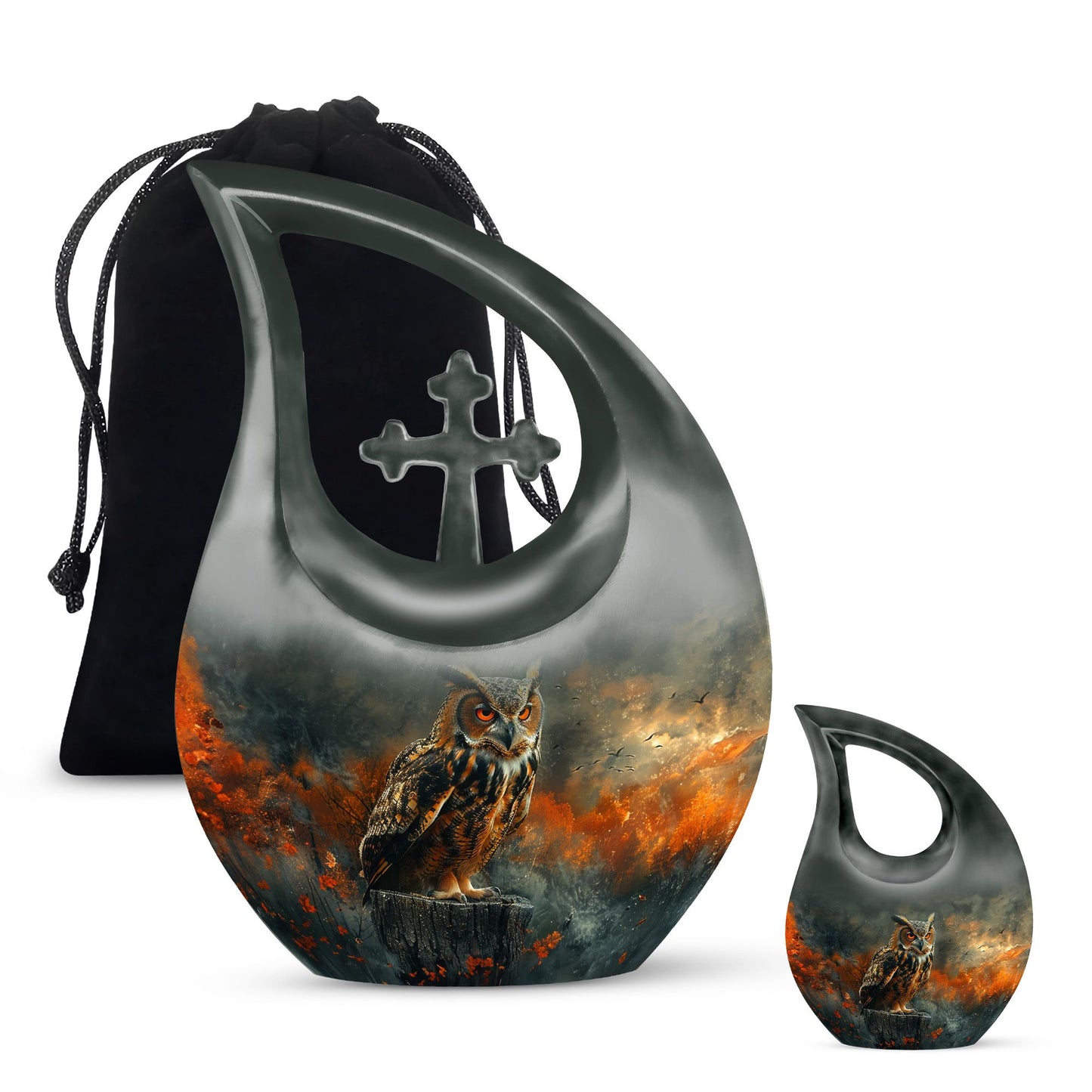 10-inch Aluminium Large Owl Urn, 