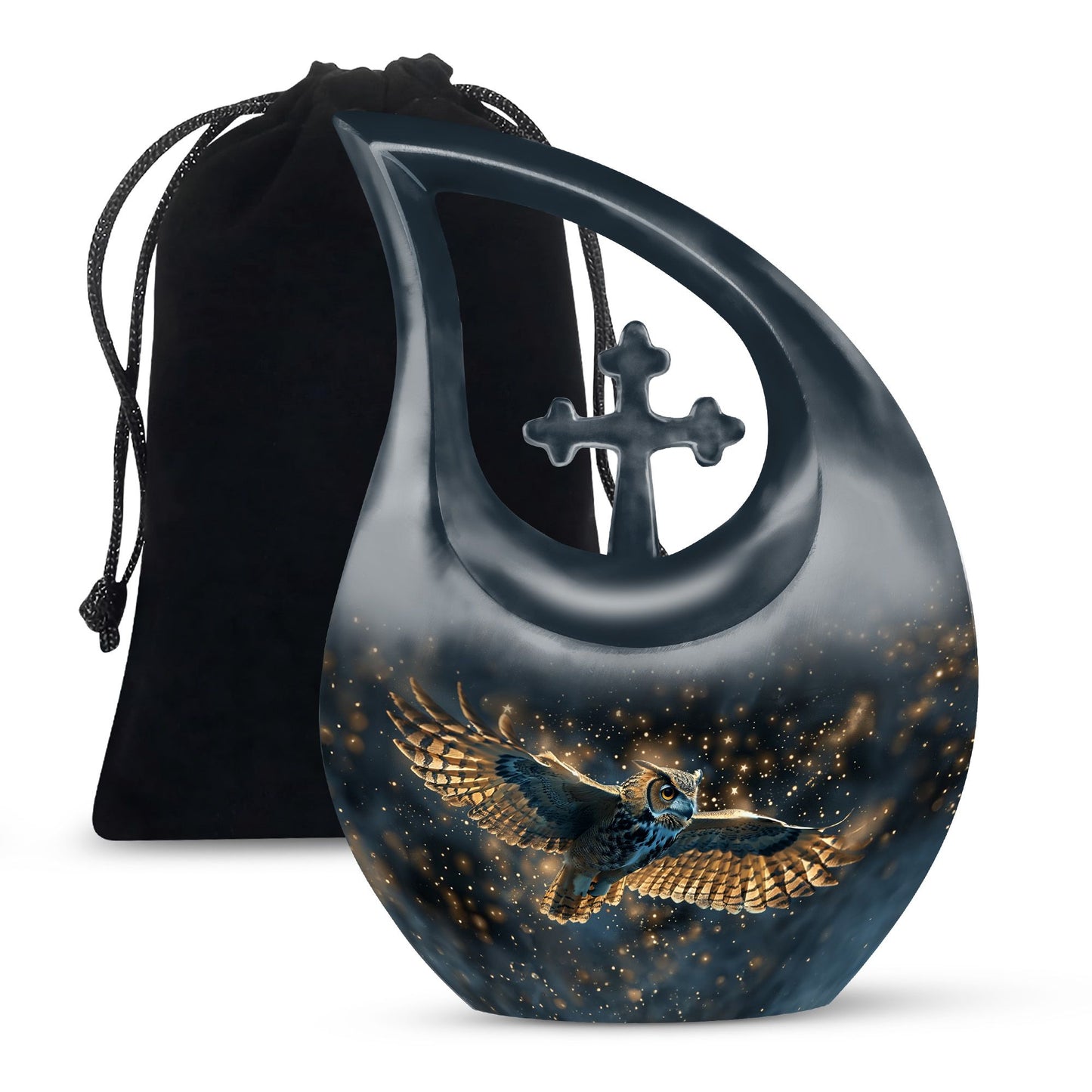 10-inch Owl-themed Cross Drop Urn 