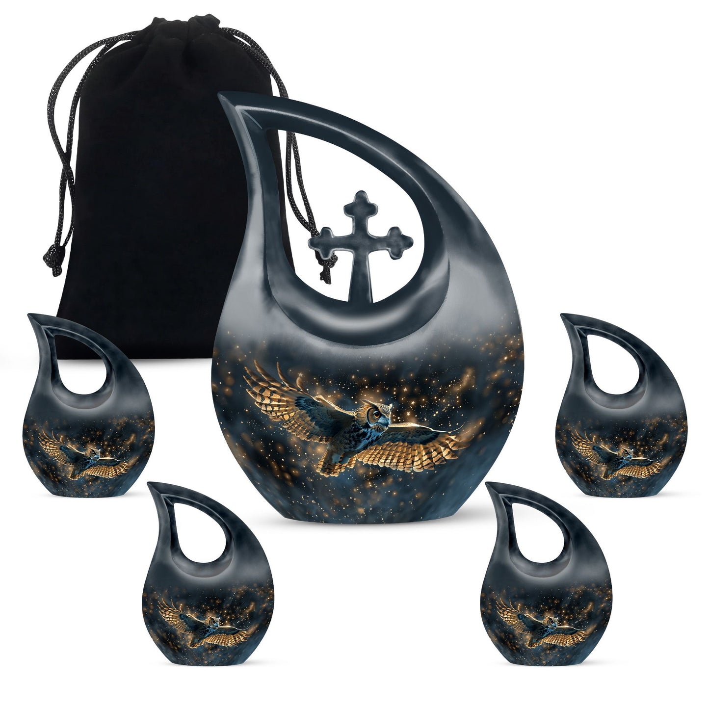 10-inch Owl-themed Cross Drop Urn 