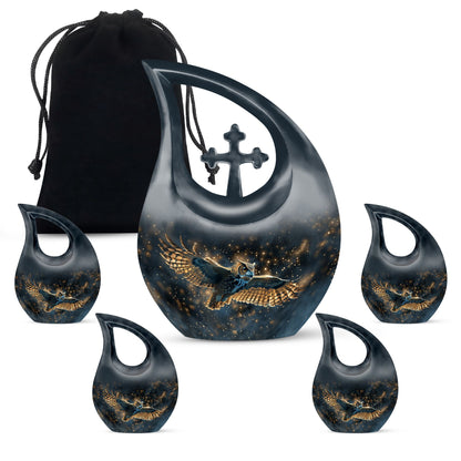 10-inch Owl-themed Cross Drop Urn 