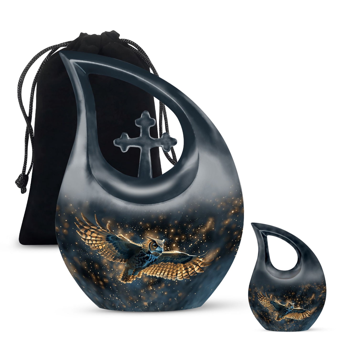 10-inch Owl-themed Cross Drop Urn 