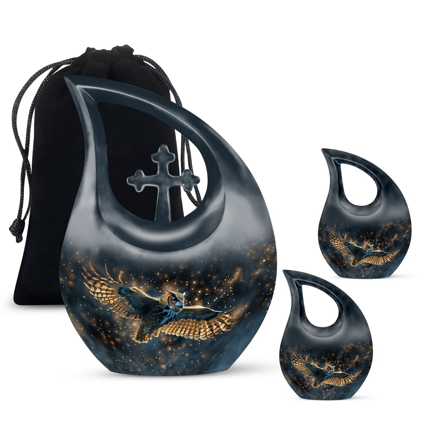 10-inch Owl-themed Cross Drop Urn 