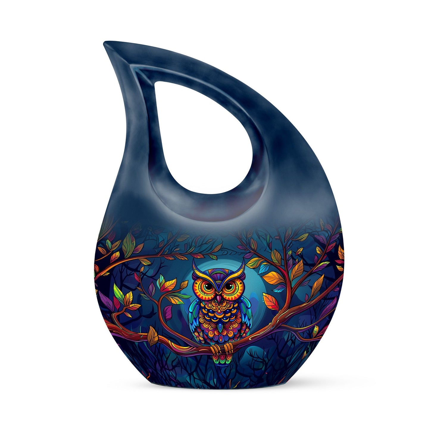 10-inch Owl themed Aluminium Cross Drop Cremation Urn
