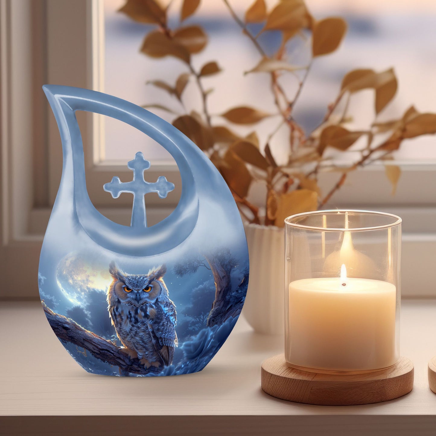 10-inch Owl themed Memorial Urn 