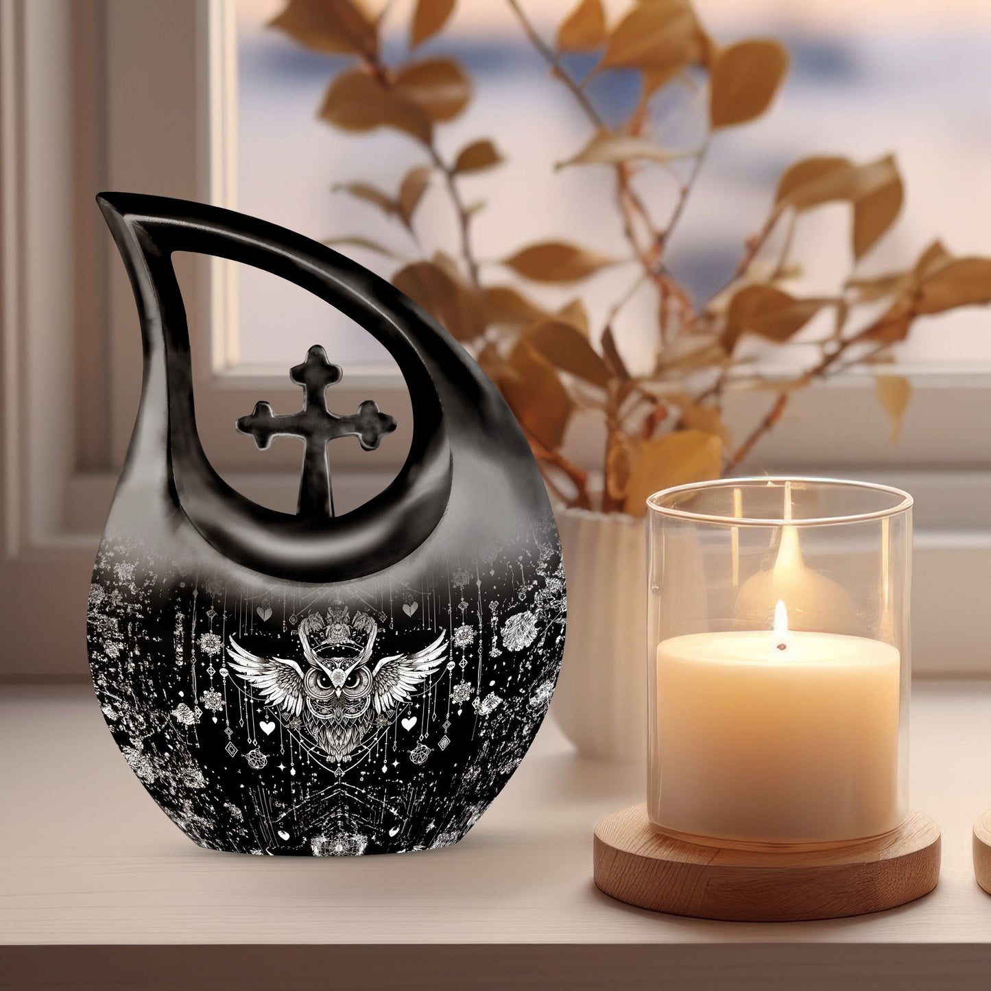 10-inch Aluminum Owl Themed Large Urn 