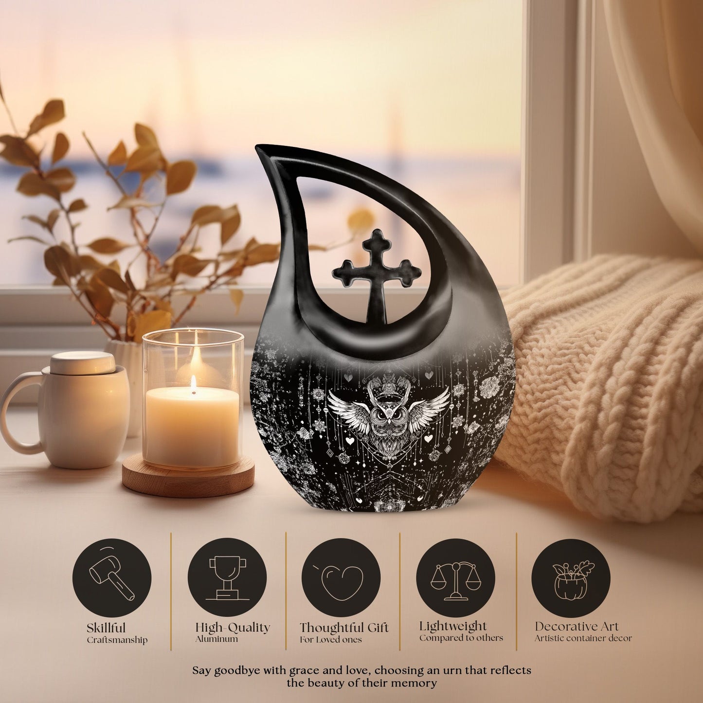 10-inch Aluminum Owl Themed Large Urn 