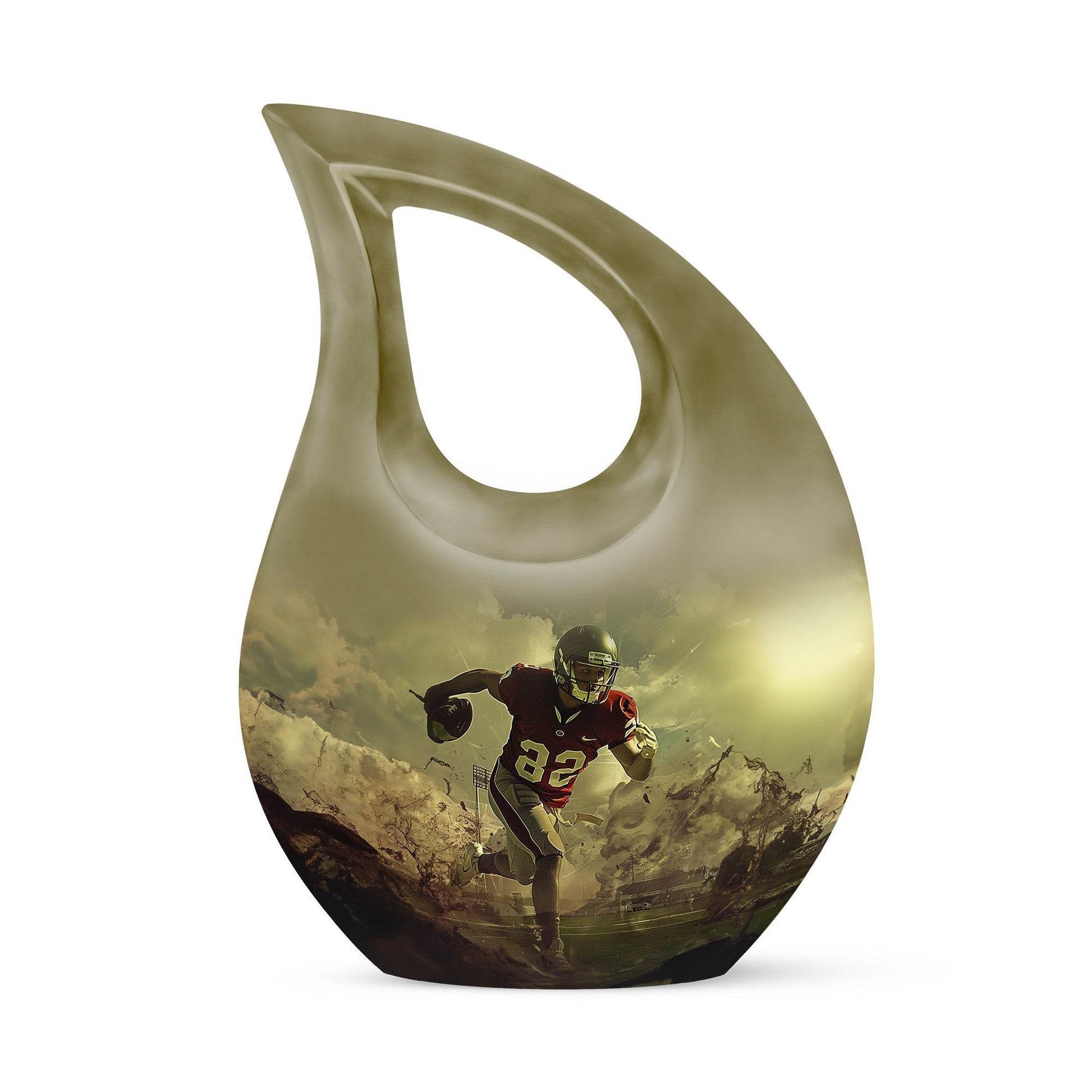 10-inch Football Themed Cross Drop Large Urn, 