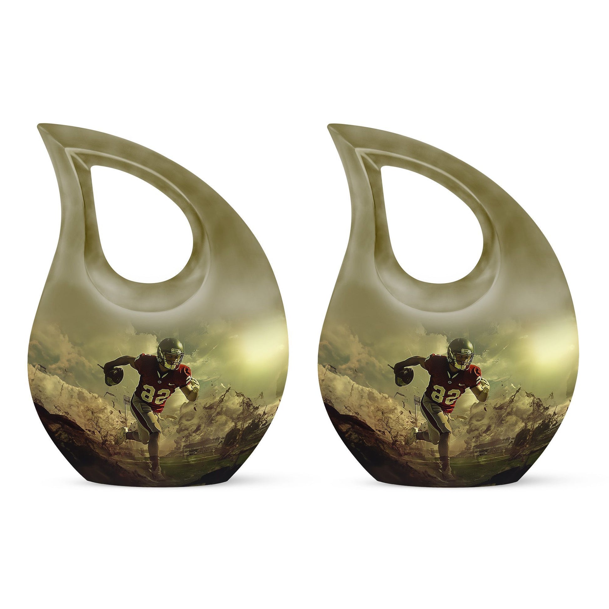 10-inch Football Themed Cross Drop Large Urn, 