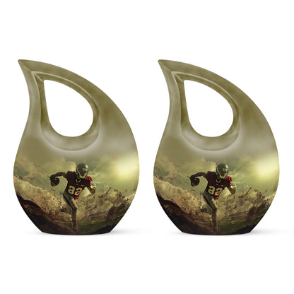 10-inch Football Themed Cross Drop Large Urn, 